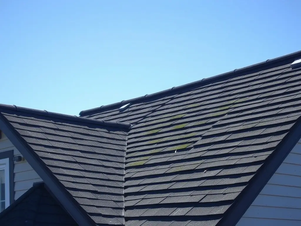 A roof in St. Petersburg, Florida, being carefully cleaned to remove algae and moss, highlighting the gentle approach used in roof cleaning.